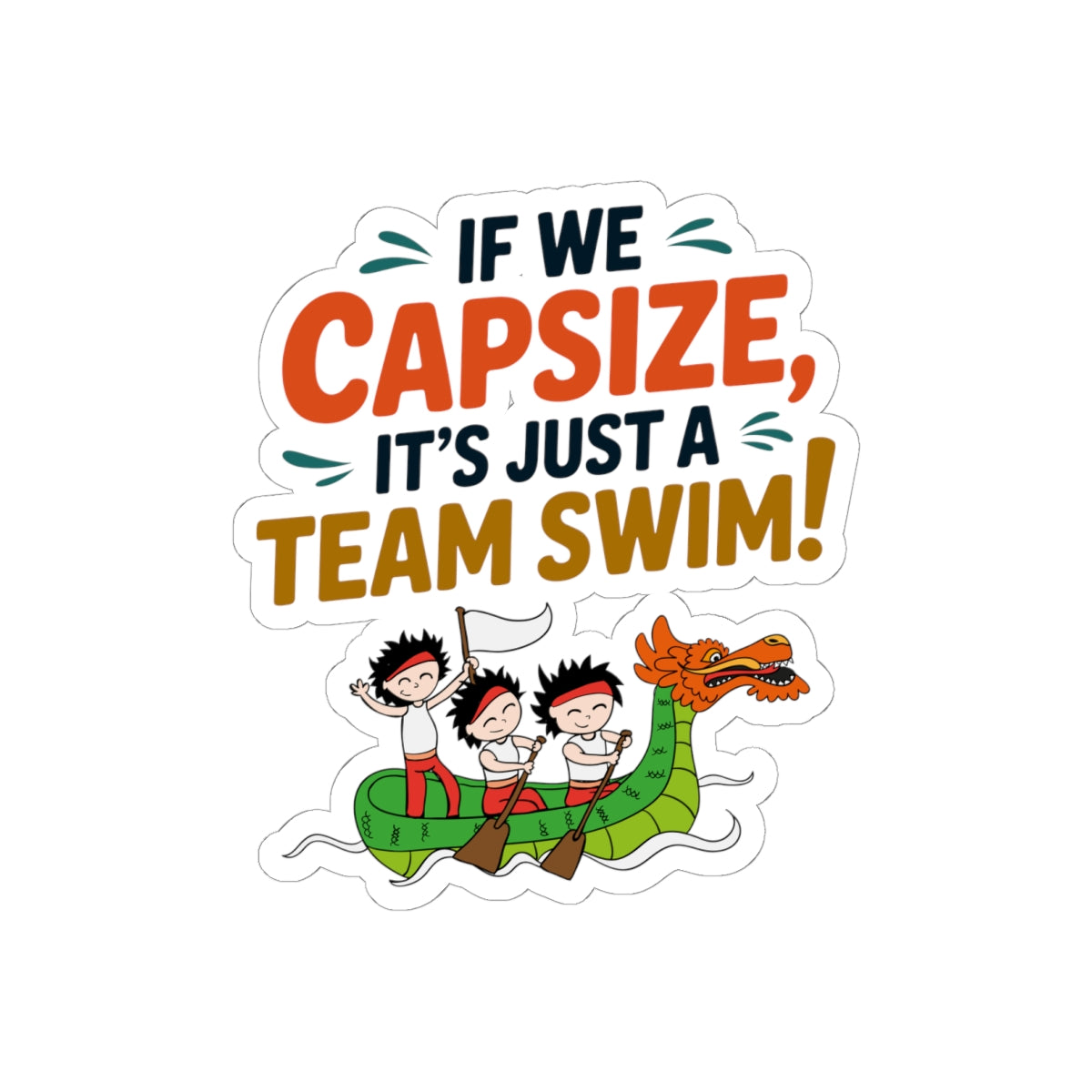 Funny Dragon Boat Sticker - Team Swim Vinyl Decal for Rowing Crews & Water Sports Enthusiasts