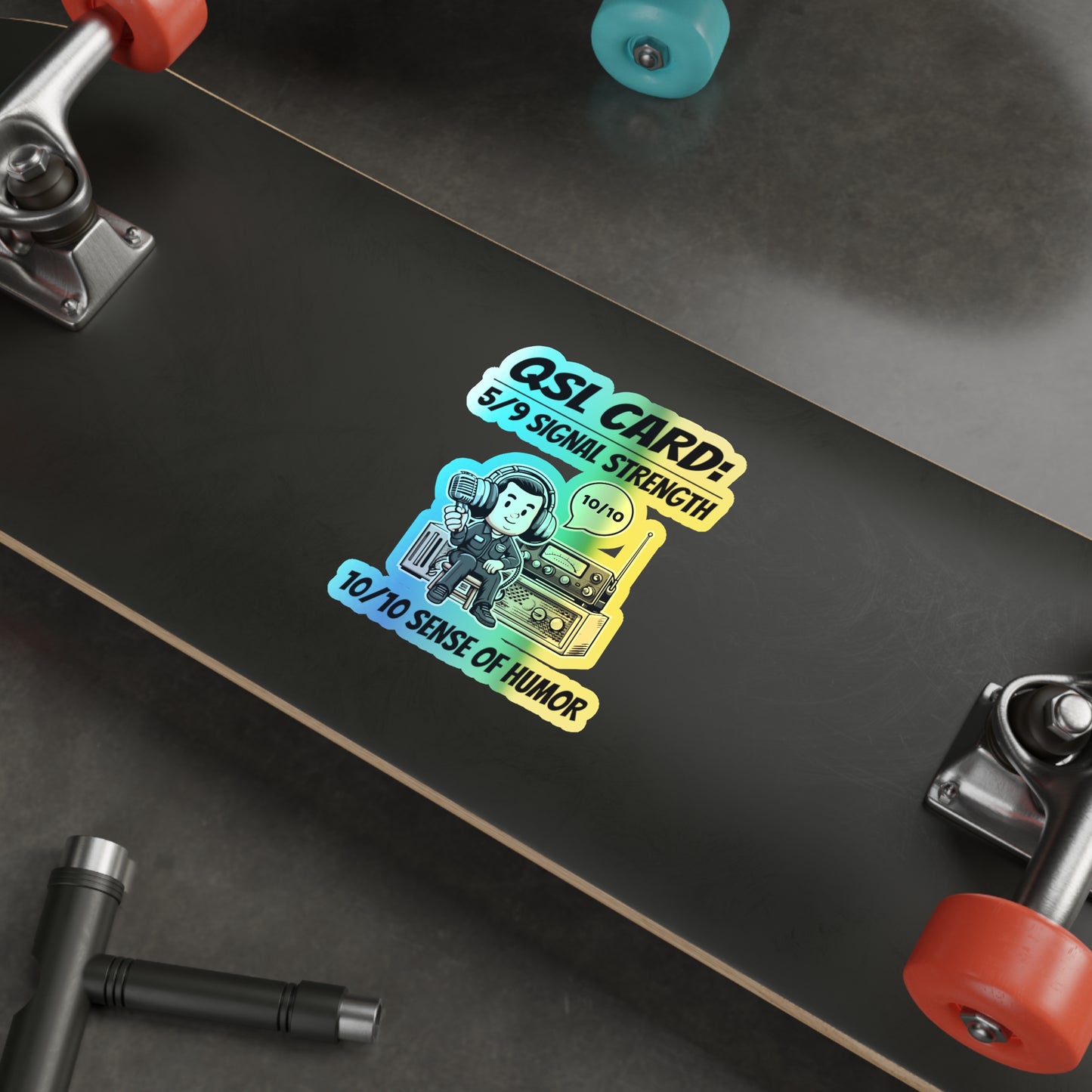 Amateur Ham Radio Operator Stickers Holographic Vinyl Decal - Signal Report & QSO Humor
