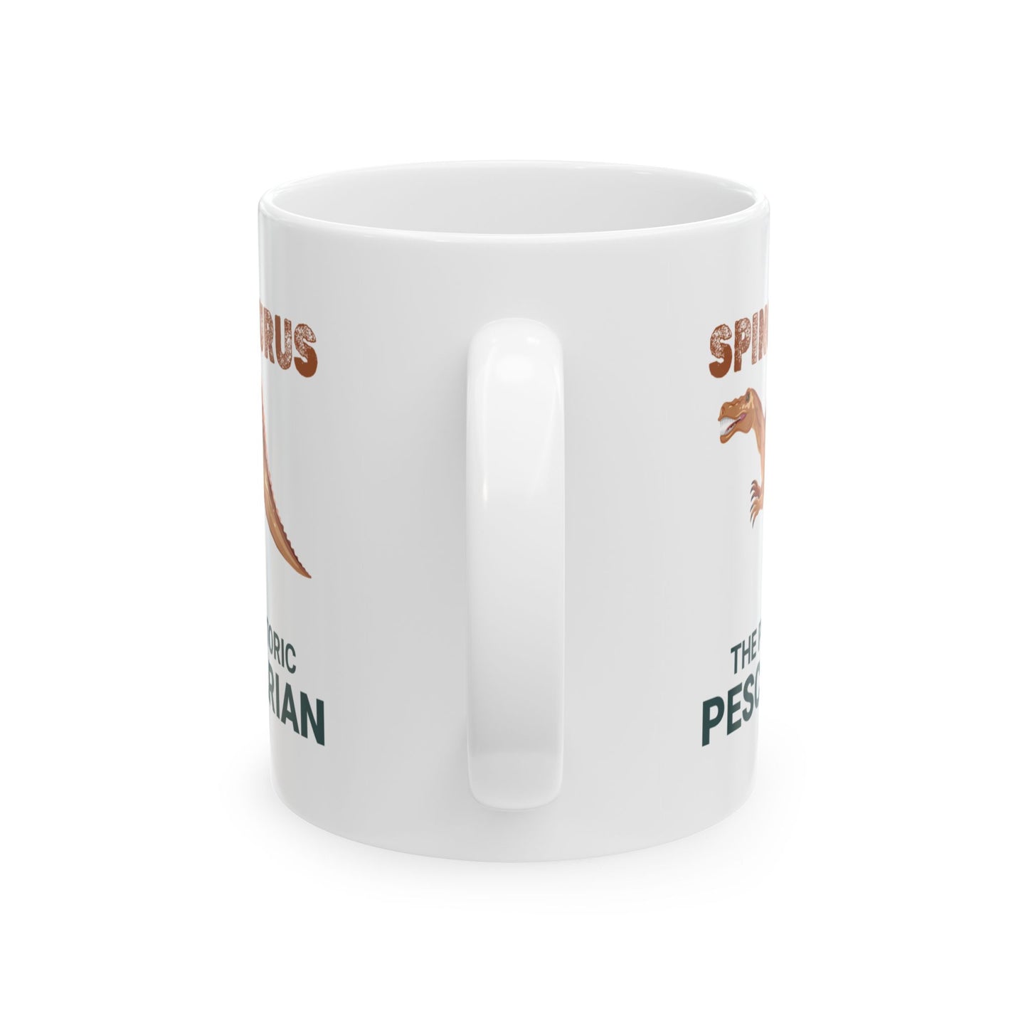 Taza con fósil de dinosaurio Spinosaurus, diseño pescatariano para amantes de la paleontología 