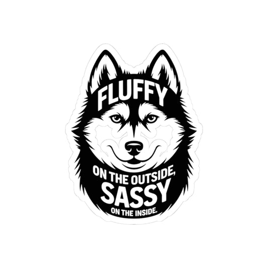 Fluffy Sassy Husky Sticker - Playful Vinyl Decal for Dog Lovers, Husky Fans