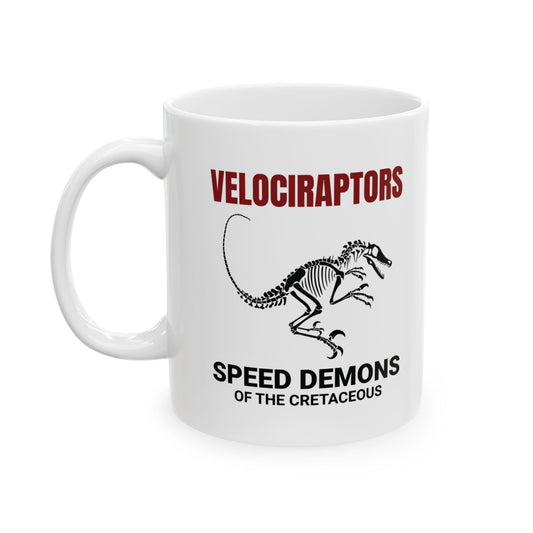 Velociraptor Dinosaur Fossil Mug - Cretaceous Predator Design