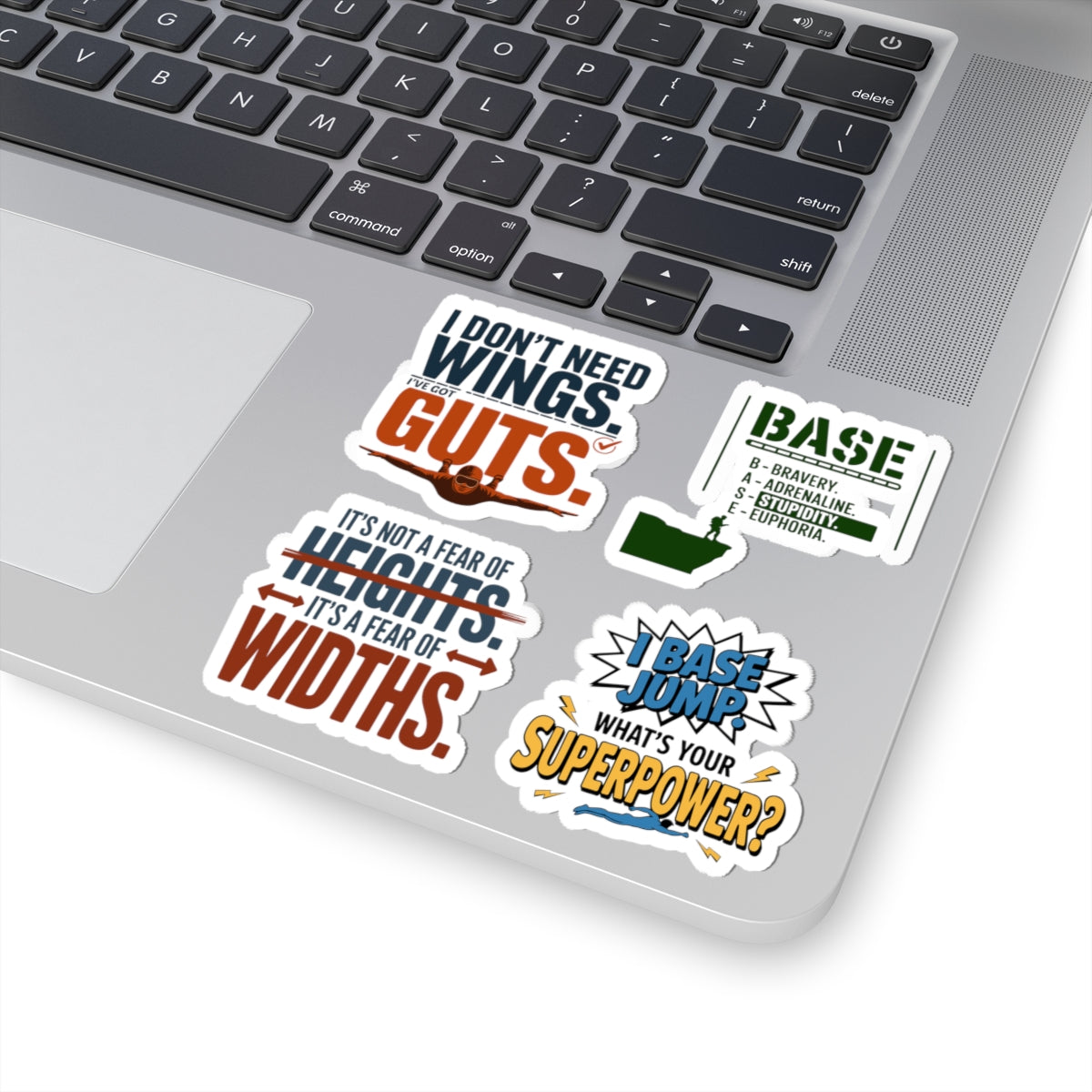 Base Jumping Sticker Pack for Car Laptop – 4 PCS Sarcastic Adventure Decal Set for Extreme Athletes Skydivers