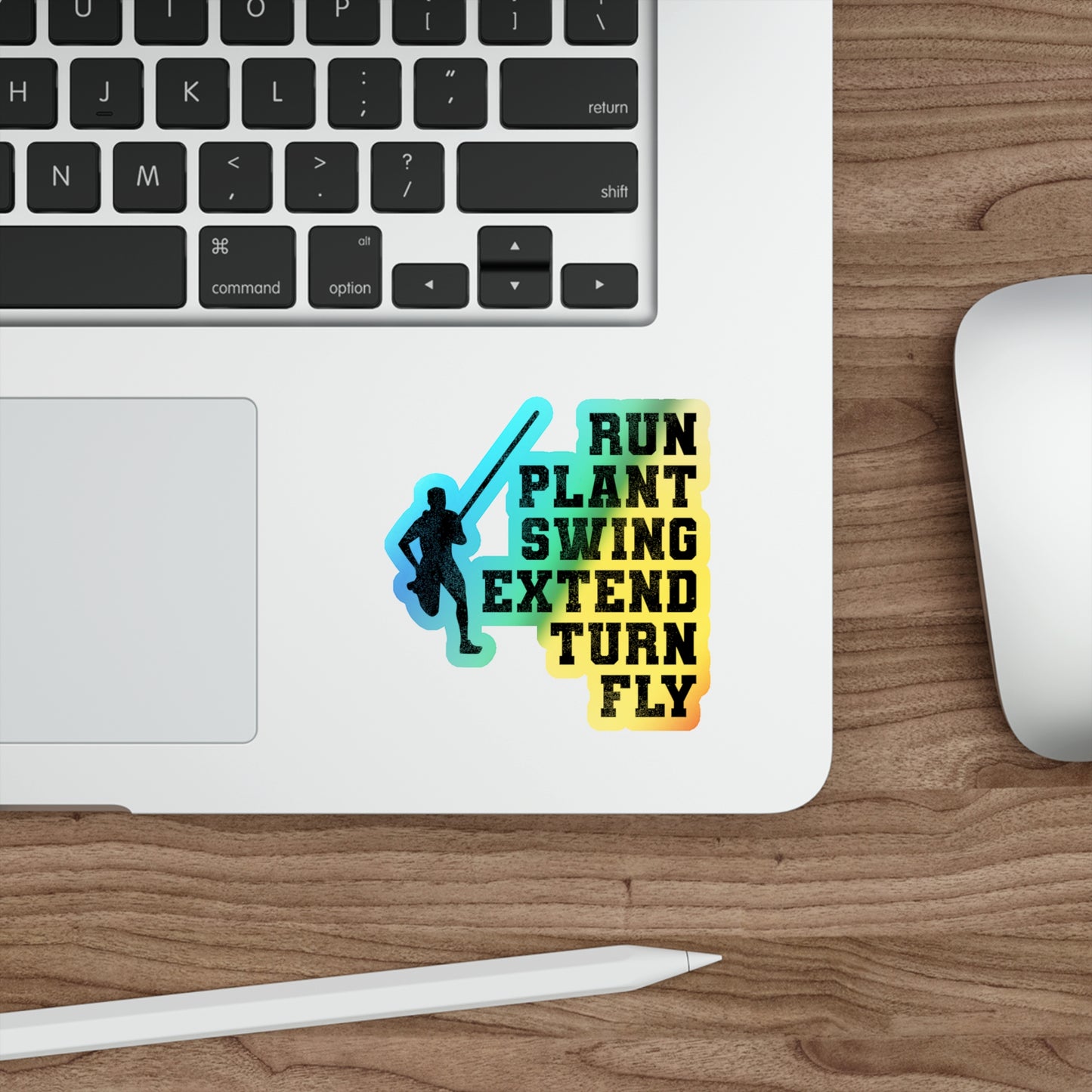 Pole Vault Holographic Stickers - Athlete Training Jumping Decal for Sports Enthusiasts