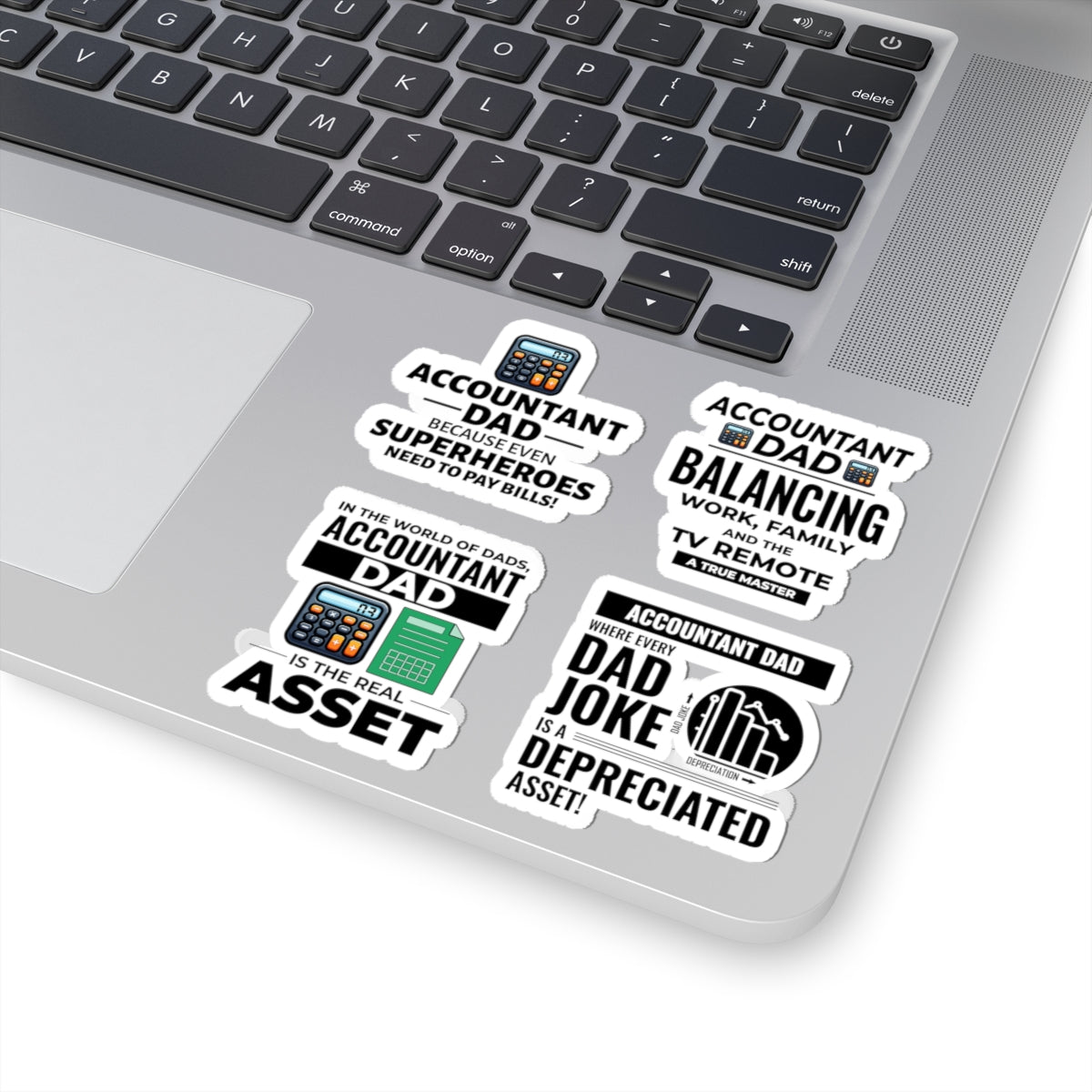 Accountant Dad Sticker Pack – 4 PCS Funny Superhero Real Asset Decal Set for CPA Dads Finance Fathers