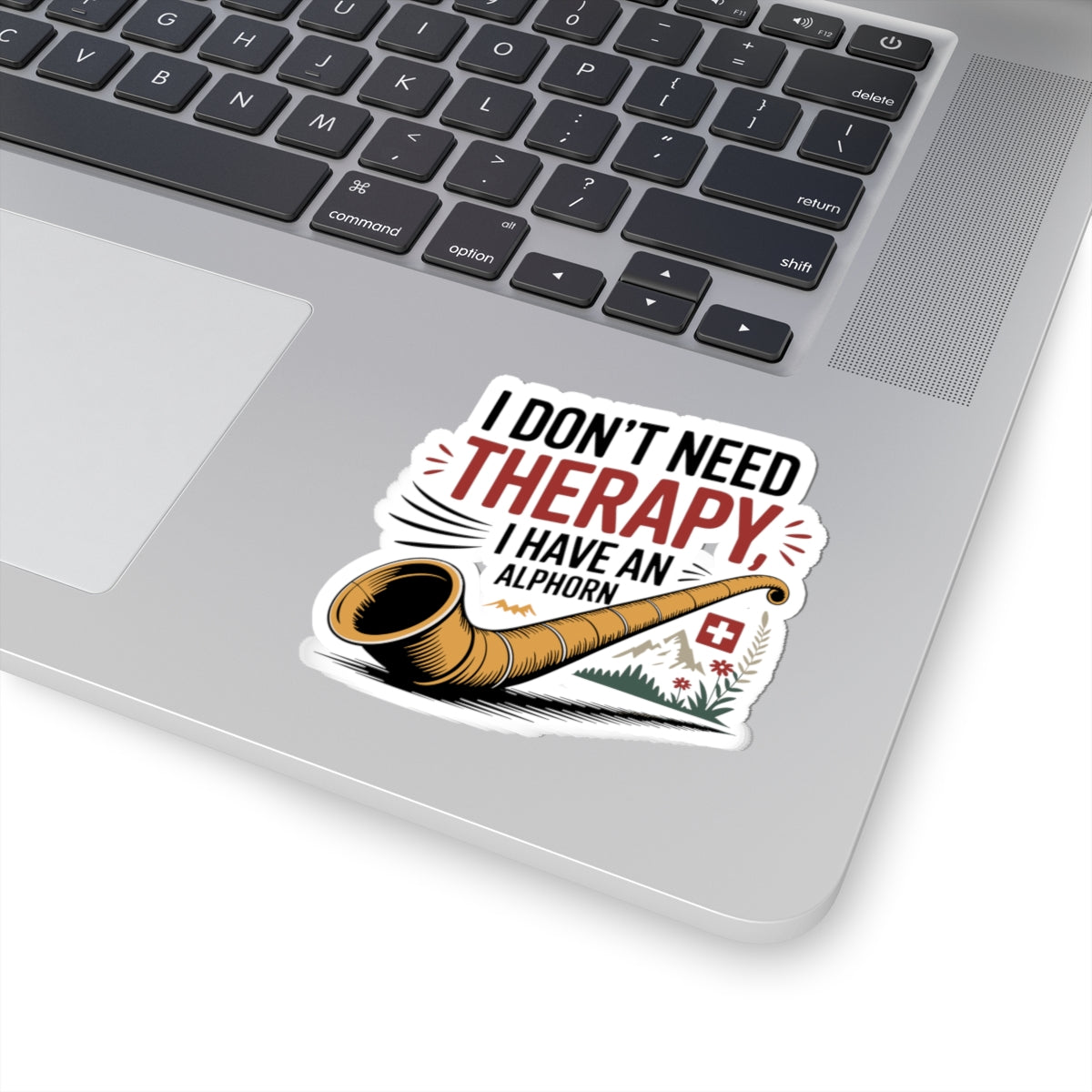 Alphorn Therapy Sticker - Traditional Mountain Horn Vinyl Decal for Musicians Folk Music Lovers Instrument Players