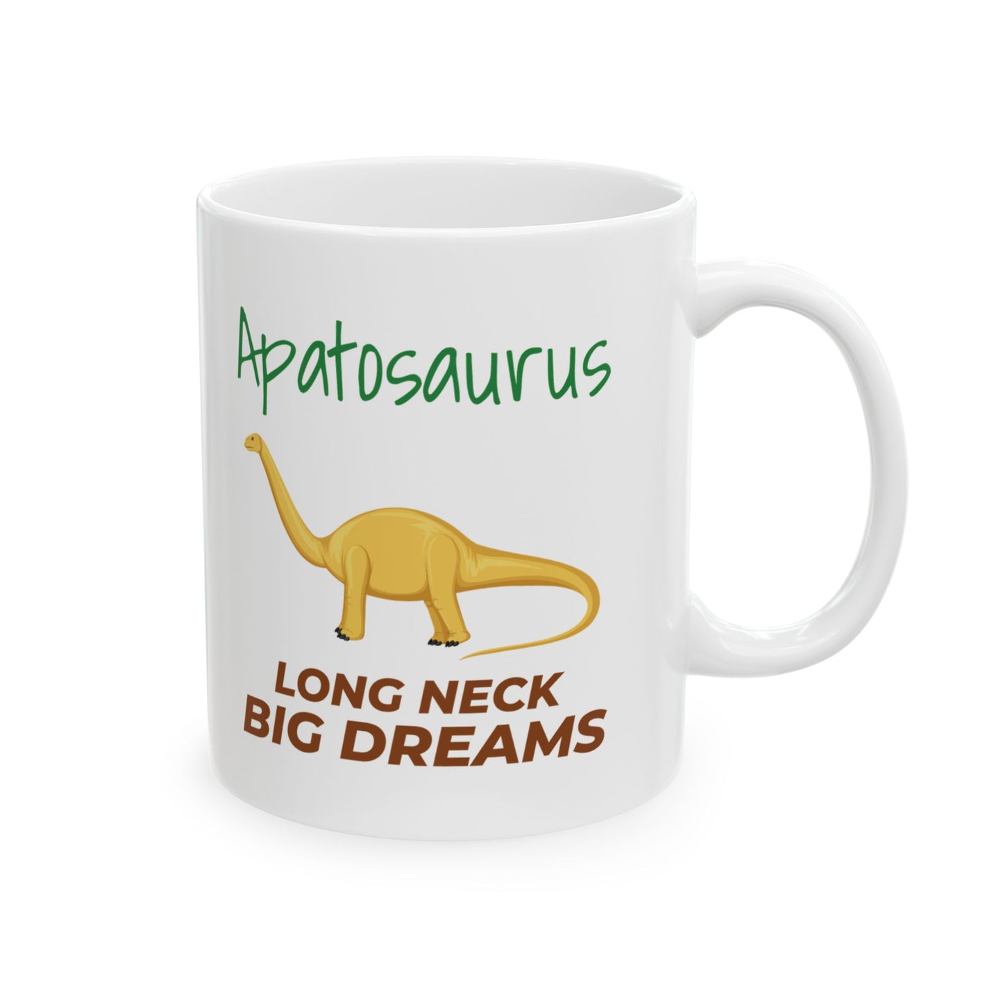 Dinosaurier-Fossil-Becher für Pflanzenfresser-Fans, Apatosaurus, gelbes Design 