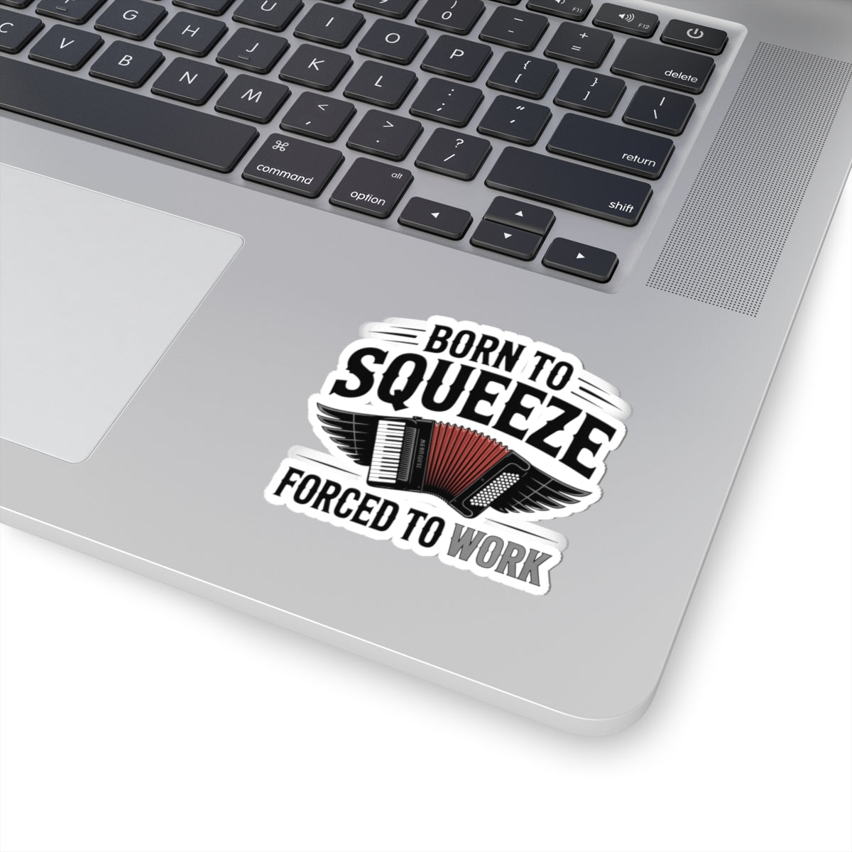 Squeezebox Sticker – Born to Play Humor Decal for Working Accordionists, Polka Musicians, Folk Musicians, Band Members