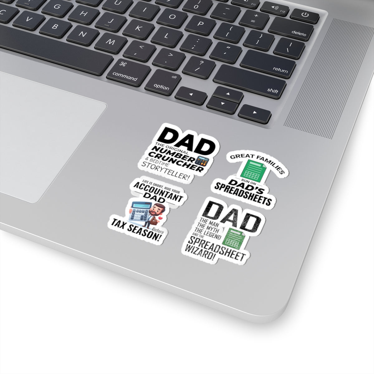 Accountant Dad Sticker Pack – 4 PCS Funny Spreadsheet Wizard Number Cruncher Decal Set for Finance Dads