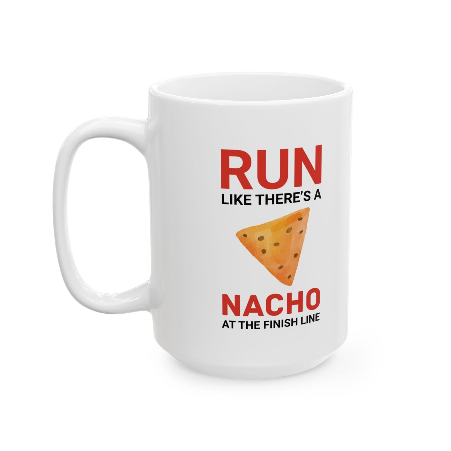Taza para correr: regalo divertido para corredores, amantes de los nachos y motivación para maratones.