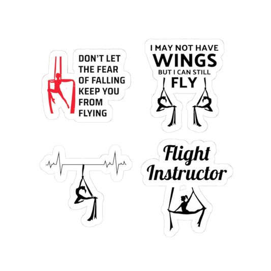 Aerial Silk Sticker Pack – 4 PCS Inspirational Flight Instructor No Wings Decal Set for Aerialists Dancers