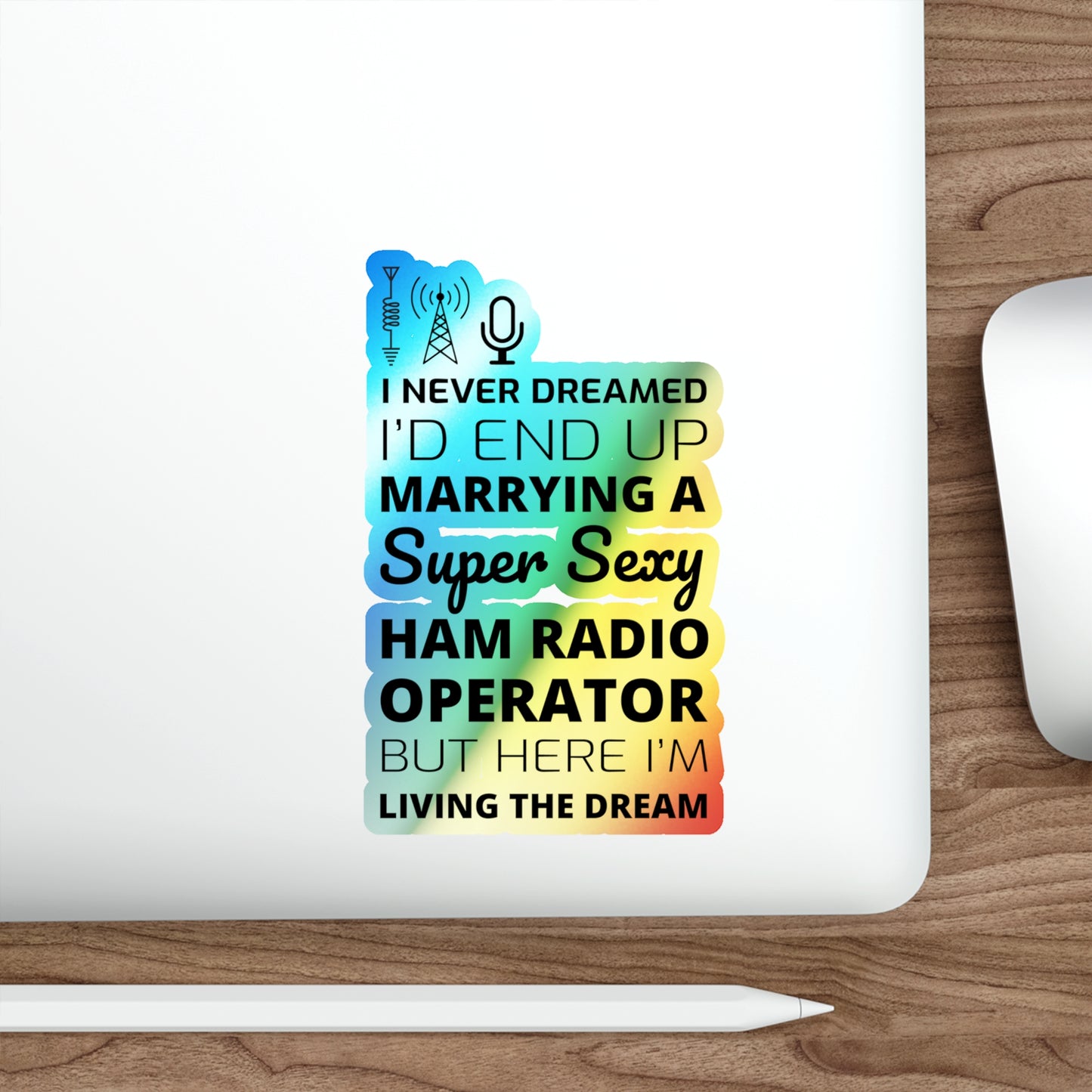 Amateur Ham Radio Operator Stickers Holographic Vinyl Decal - Morse Code & QSO for Radio Romance