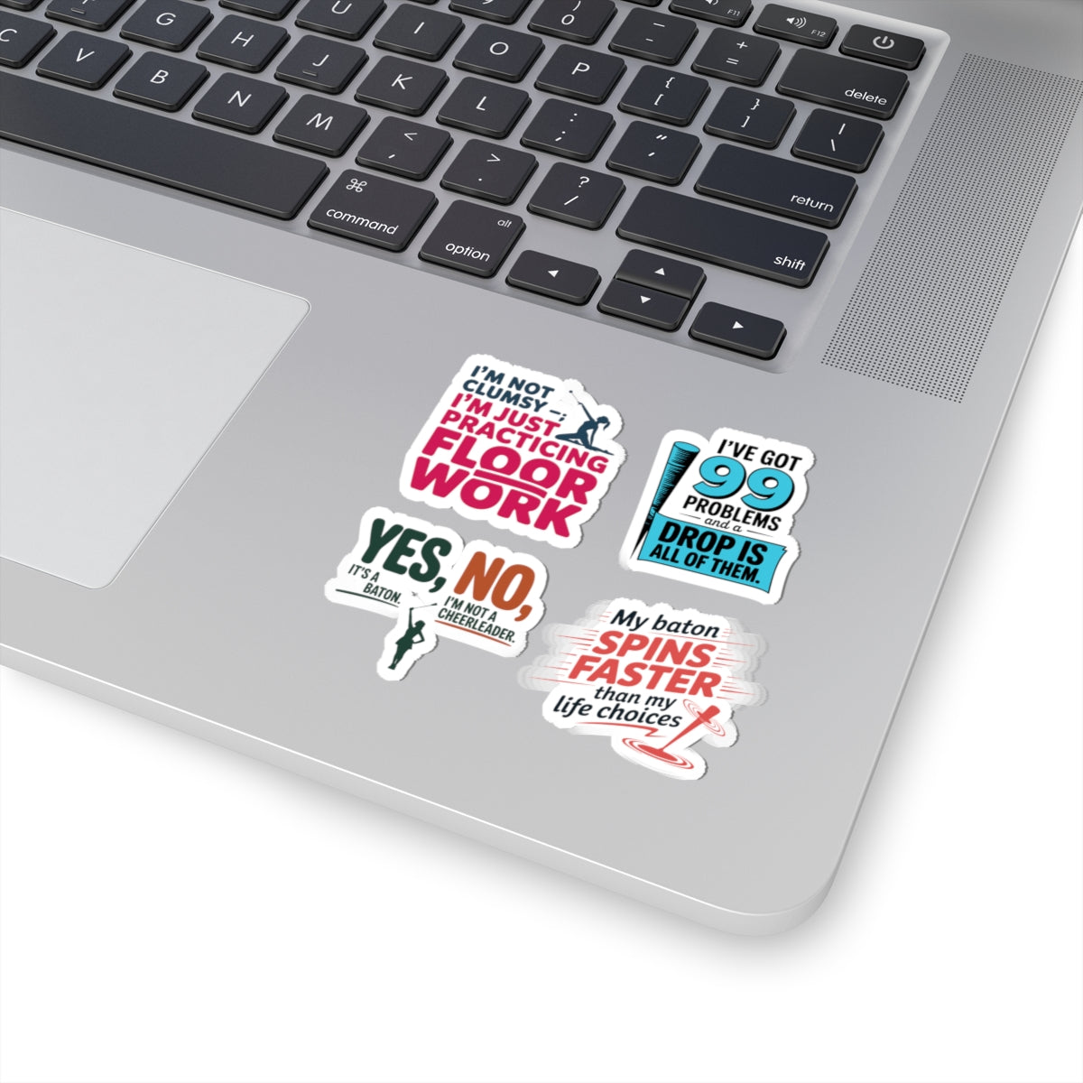 Baton Twirling Sticker Pack – 4 PCS Sassy Humor Quote Decal Set for Competitive Twirlers & Twirl Moms