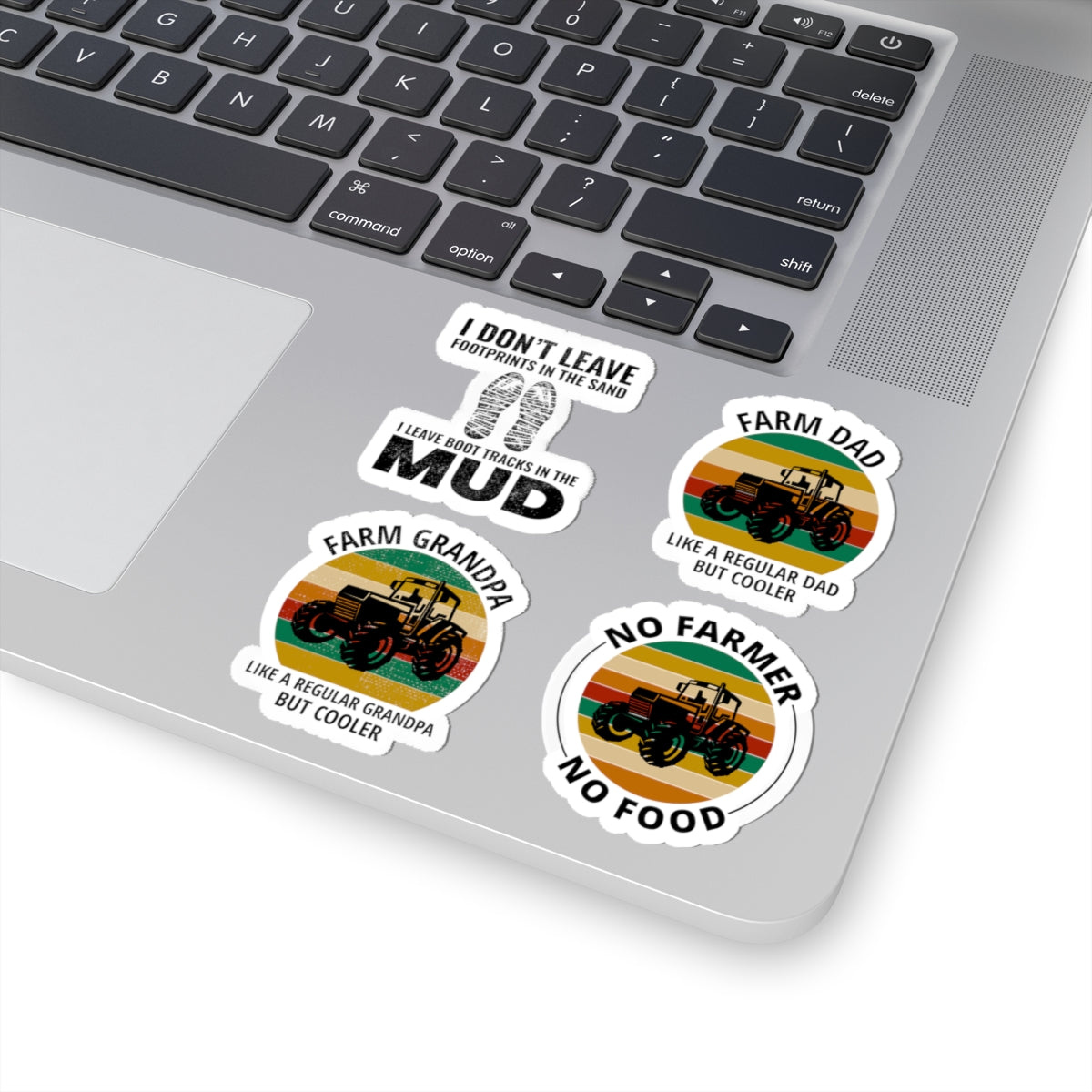 Farmer Sticker Pack – 4 PCS Funny Farm Dad Grandpa No Farmer No Food Decal Set for Farmers Agriculture Lovers