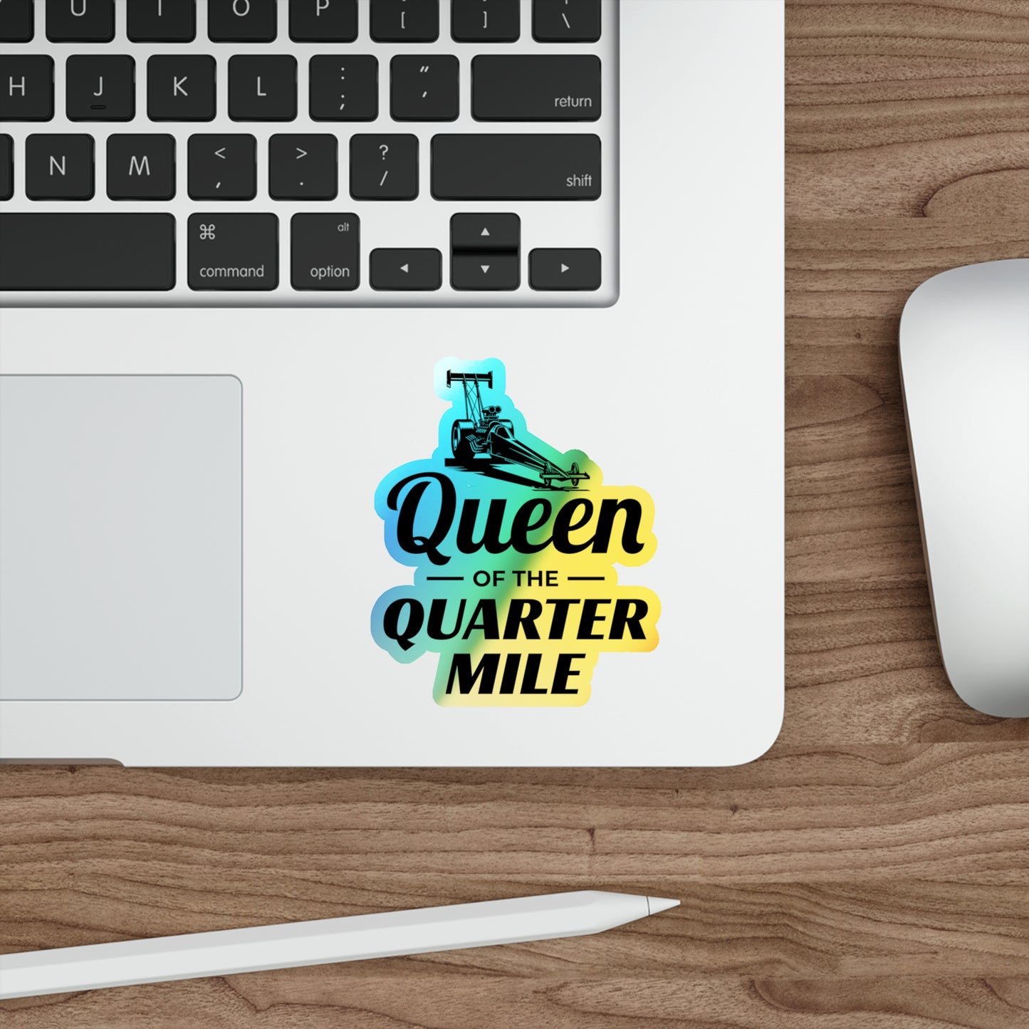 Female Dragster Drag Racing Girl Holographic Stickers Vinyl - Quarter Mile Queen Decal for Speed Enthusiasts
