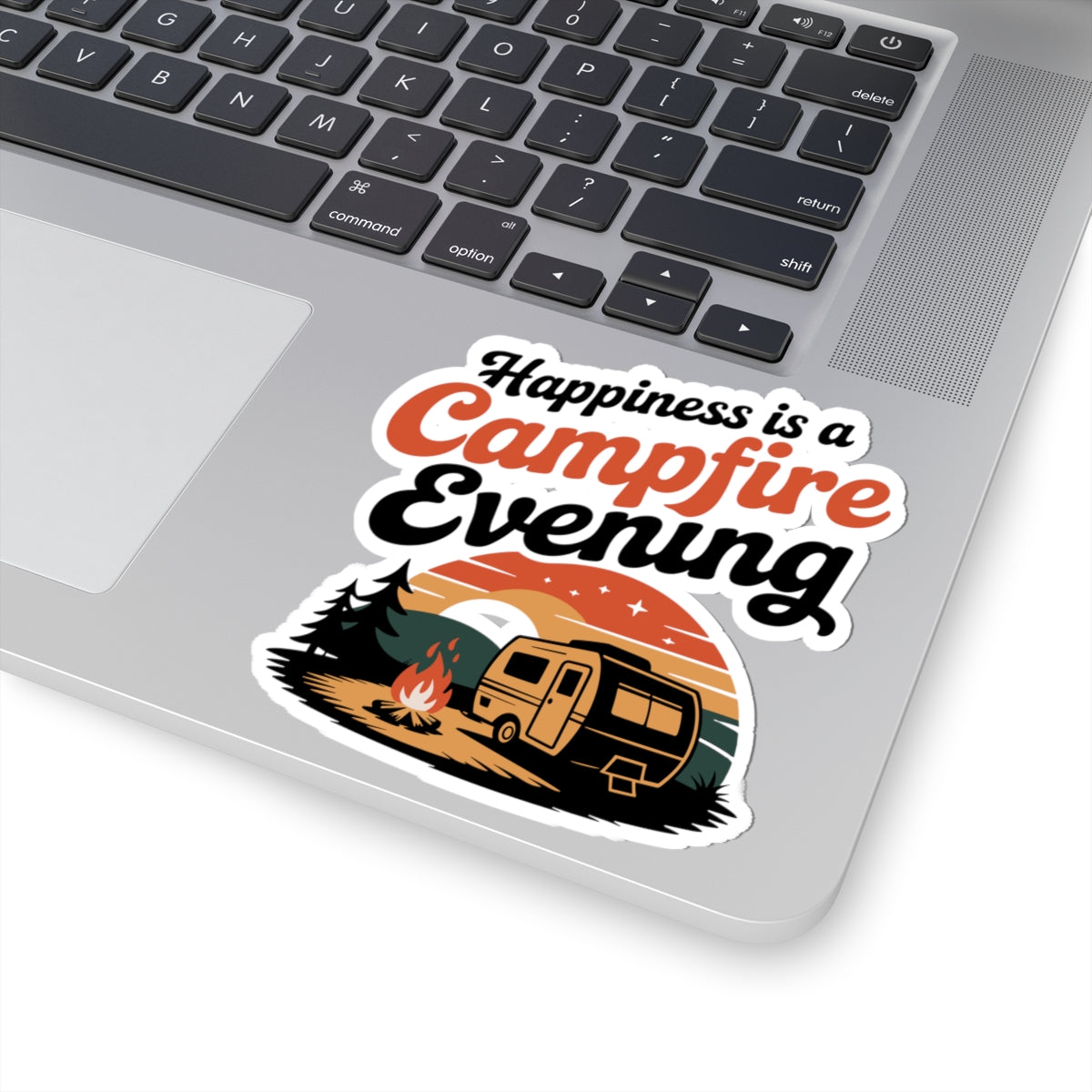 RV Camping Cozy Sticker - Happiness is a Campfire Vinyl Decal for Campers