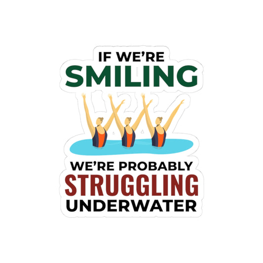 Funny Synchronized Swimming Sticker - Underwater Struggle Vinyl Decal for Swimmers