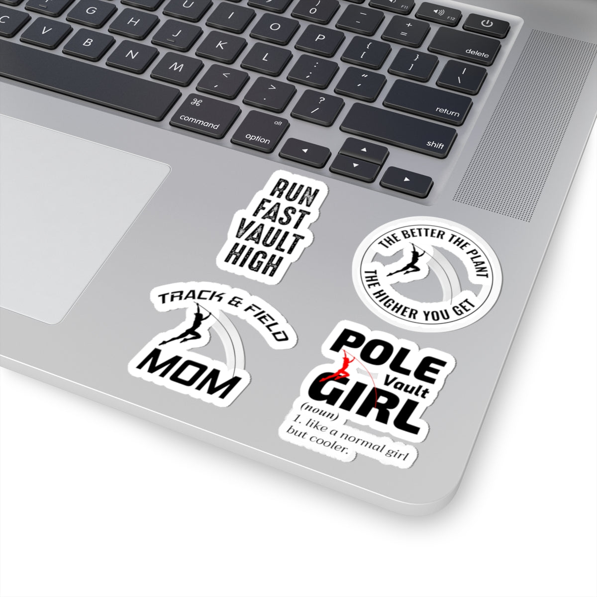 Pole Vault Sticker Pack – 4 PCS Funny Girl Mom Graphic Decal Set for Track and Field Athletes, Female Vaulters & Sport Moms