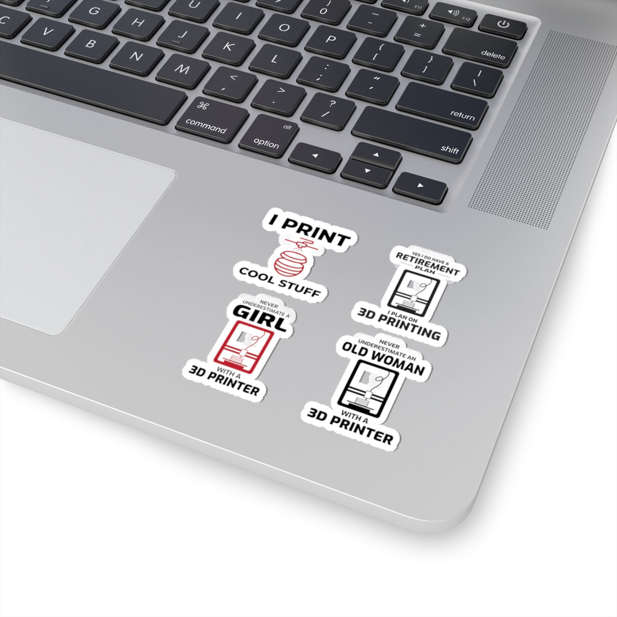3D Printer Sticker Pack – 4 PCS Funny FDM Maker Decal Set for Women Makers Engineers and Printing Fans