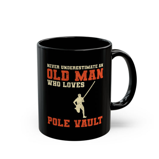 Pole Vault Mug Black – Gift for Senior Pole Vaulter, Vintage Track and Field Cup 11 oz
