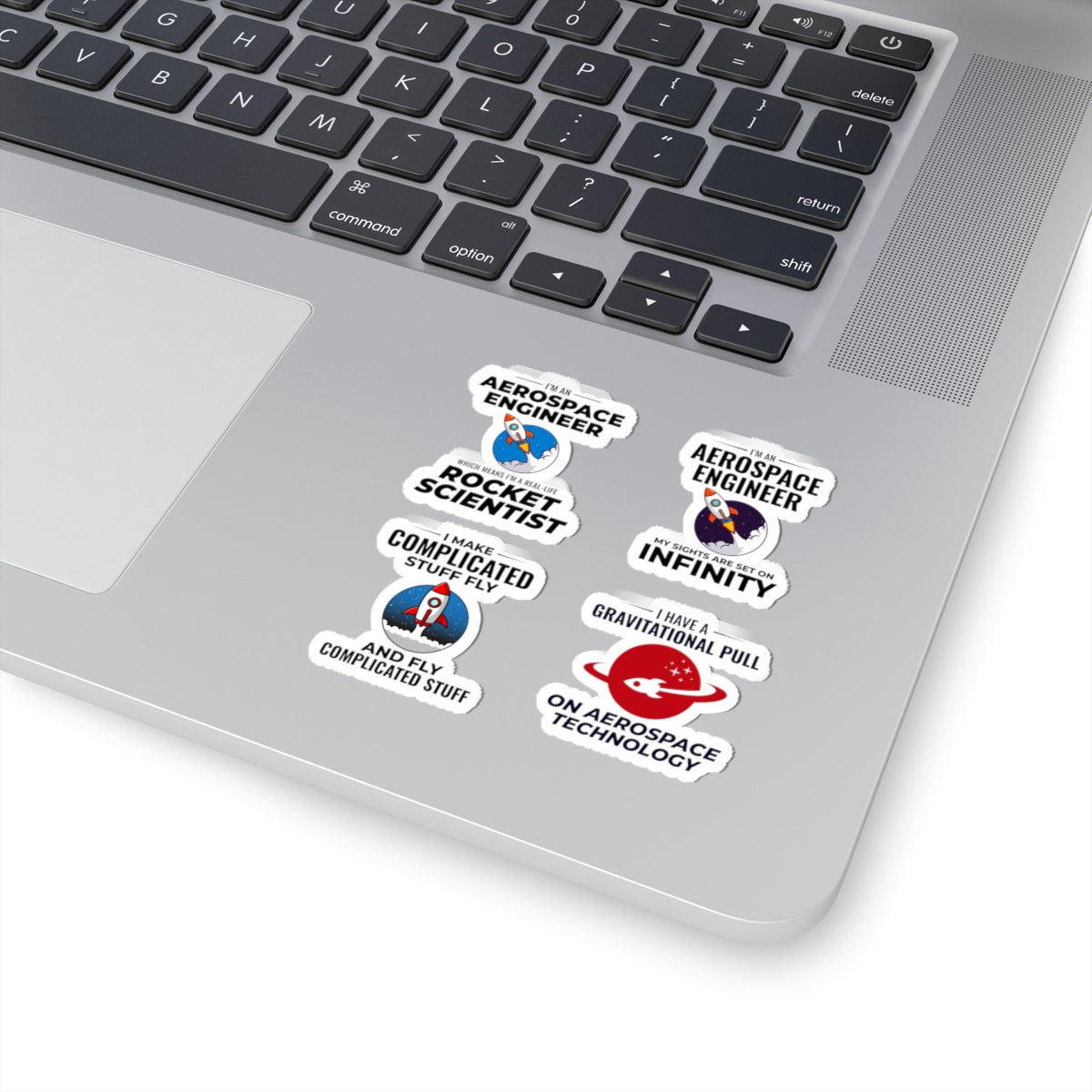 Aerospace Engineer Sticker Pack – 4 PCS Funny Rocket Scientist Gravitational Pull Decal Set for Engineers