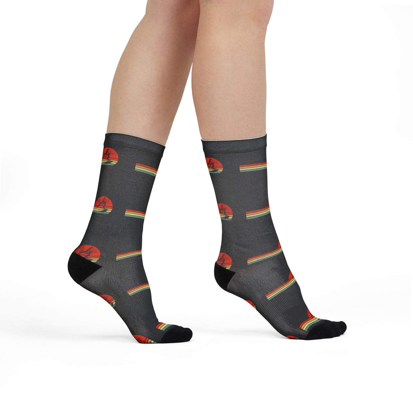 Wing Foiling Socks - Vintage Retro Sunset Design for Water Sports Fans