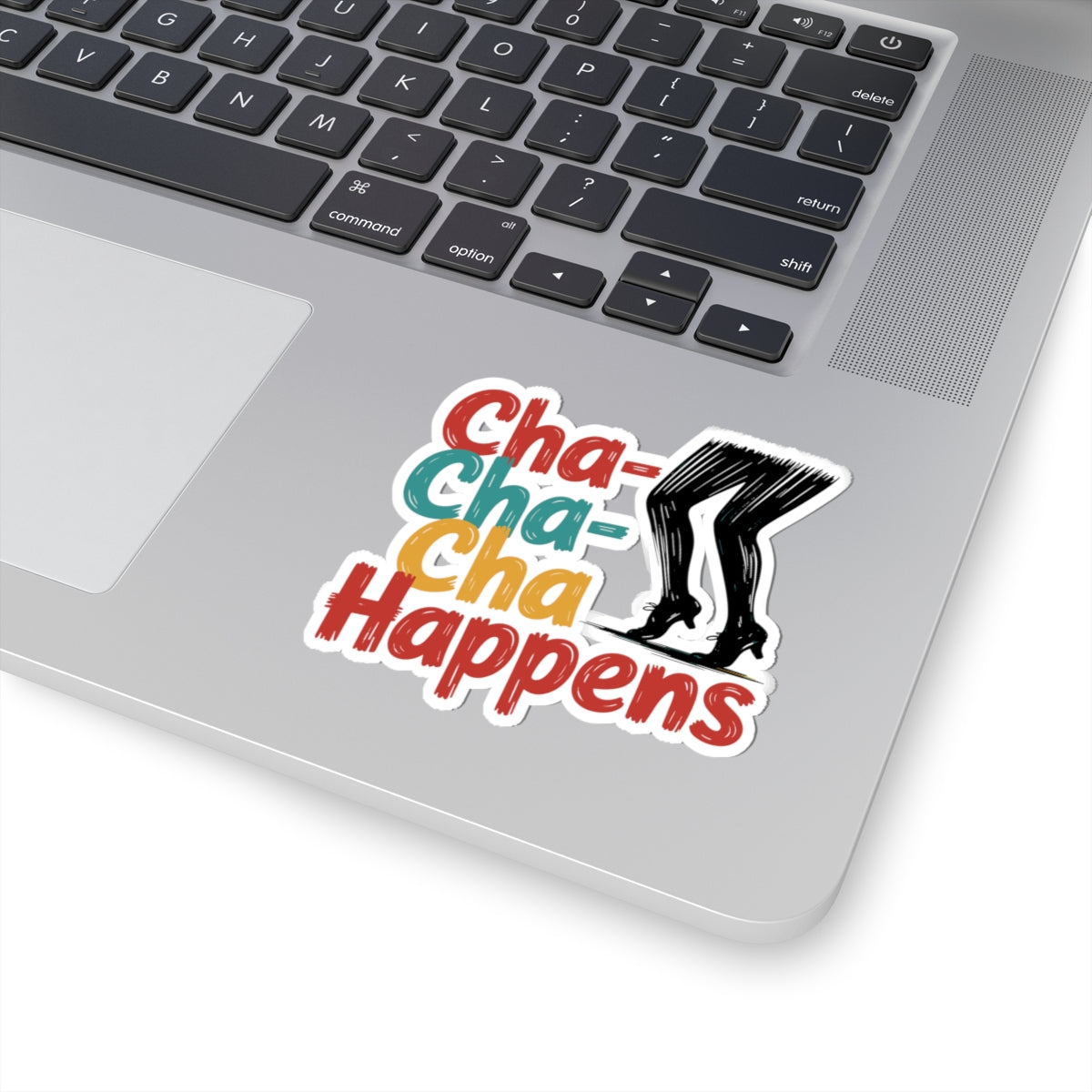 Cha-Cha Wordplay Sticker - Dance Pun Fun Vinyl Decal for Dancers, Latin Humor Fans