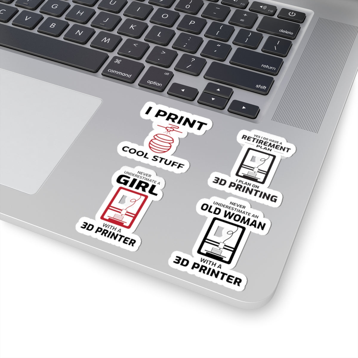 3D Printer Sticker Pack – 4 PCS Funny FDM Maker Decal Set for Women Makers Engineers and Printing Fans