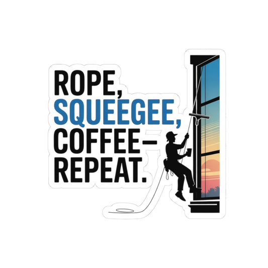 Window Cleaner Sticker - Rope Squeegee Vinyl Decal for High-Rise Professionals & Technicians