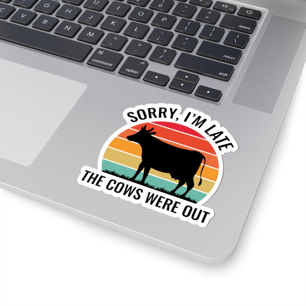 Farmer Late Sticker - Cow Humor Vinyl Decal for Agriculture Workers & Ranch Hands