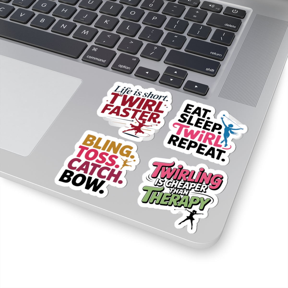 Baton Twirling Sticker Pack – 4 PCS Motivational & Funny Sayings Decal Set for Twirler Color Guard Marching Band Member