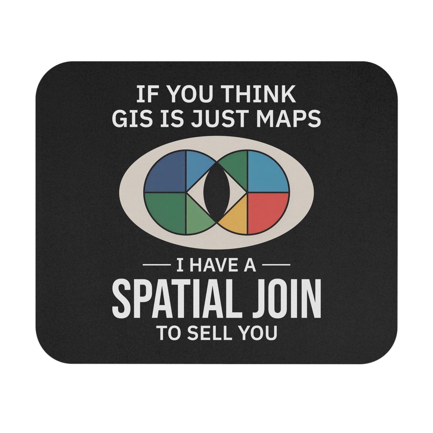GIS Humor Mouse Pad - Spatial Join Joke Non-Slip Rubber Base for Analysts & Data Scientists