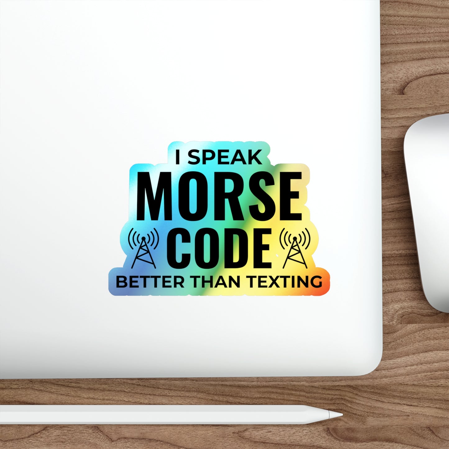 Amateur Ham Radio Operator Stickers Holographic Vinyl Decal - Morse Code Pro & CW Enthusiast
