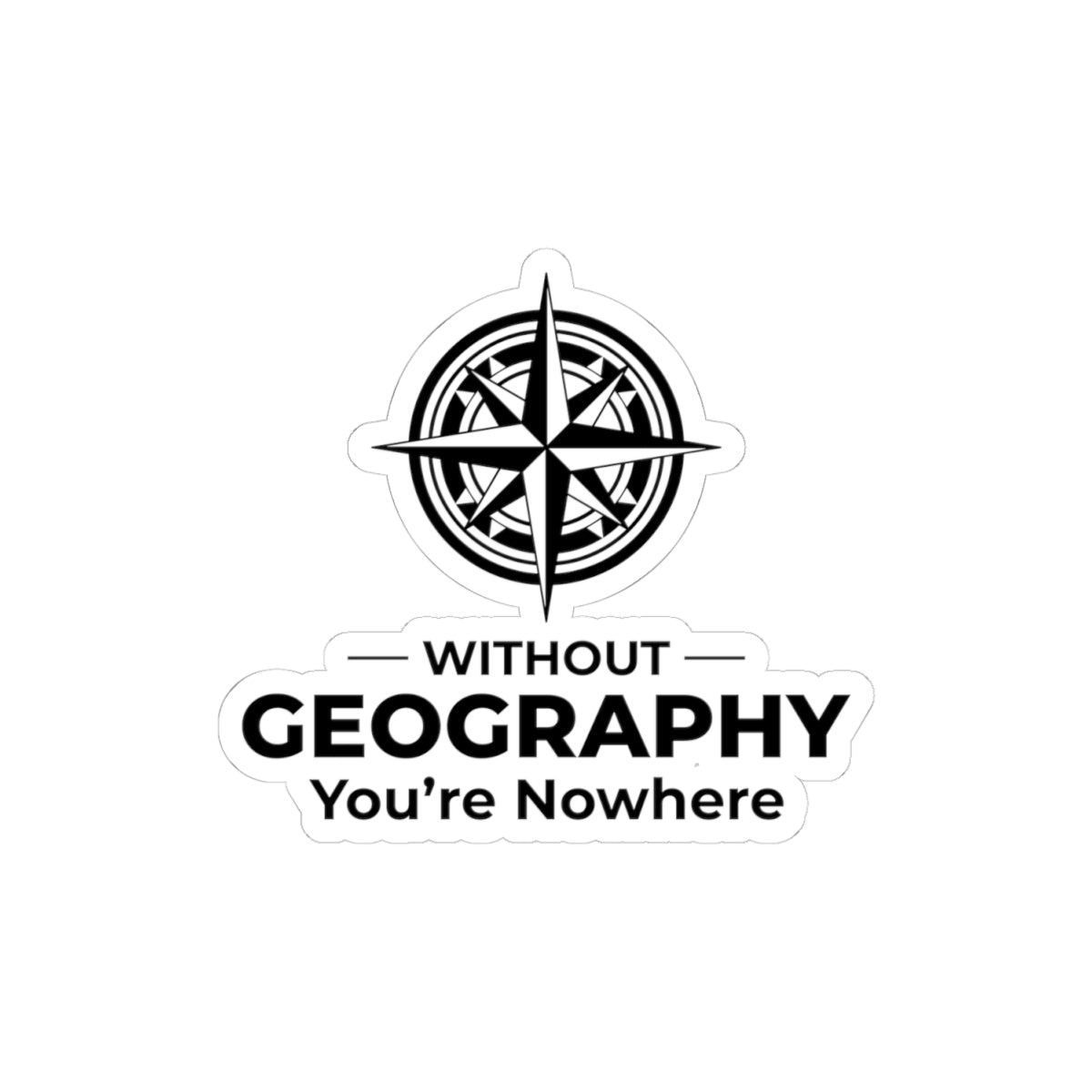 "Geography Matters Sticker - Nowhere Vinyl Decal for Mappers & Educators."