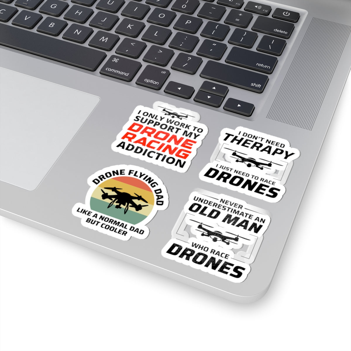 Drone Racing Sticker Pack – 4 PCS Funny FPV Hobby Decals for Drone Pilots Dads Enthusiasts
