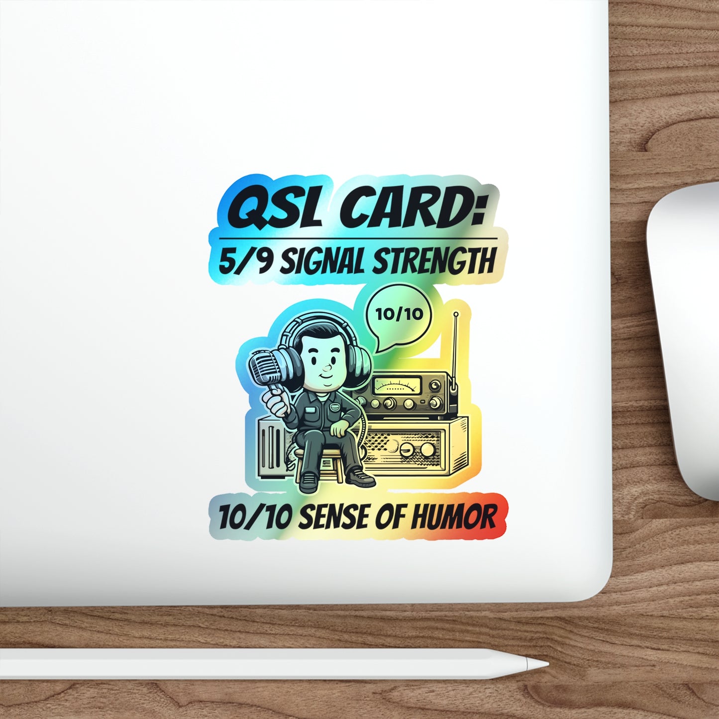 Amateur Ham Radio Operator Stickers Holographic Vinyl Decal - Signal Report & QSO Humor