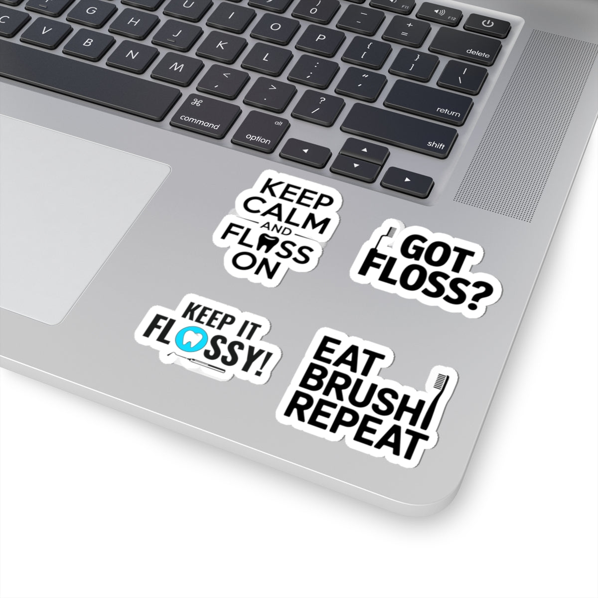 Dental Theme Sticker Bundle - 4Pcs Floss Humor Vinyl Decals for Dental Hygienists
