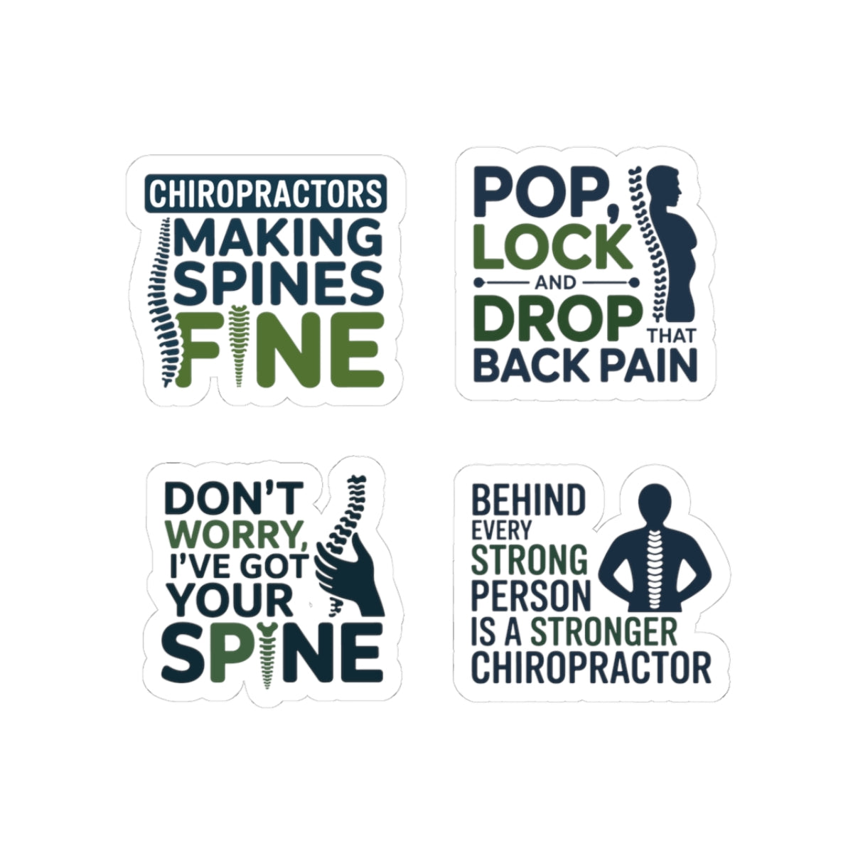 Chiropractor Sticker Pack – 4 PCS Funny Spine Fine Decals for Chiropractic Doctors Back Pain Specialists