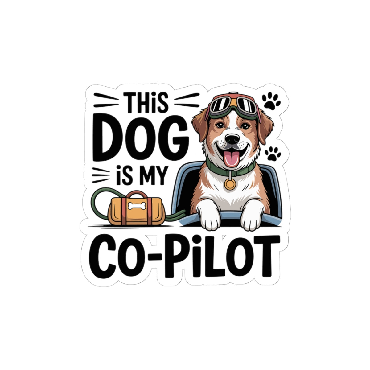 Funny Dog Training Sticker - Pet Co-Pilot Humor Vinyl Decal for Puppy Parents Animal Lovers Travel Enthusiasts