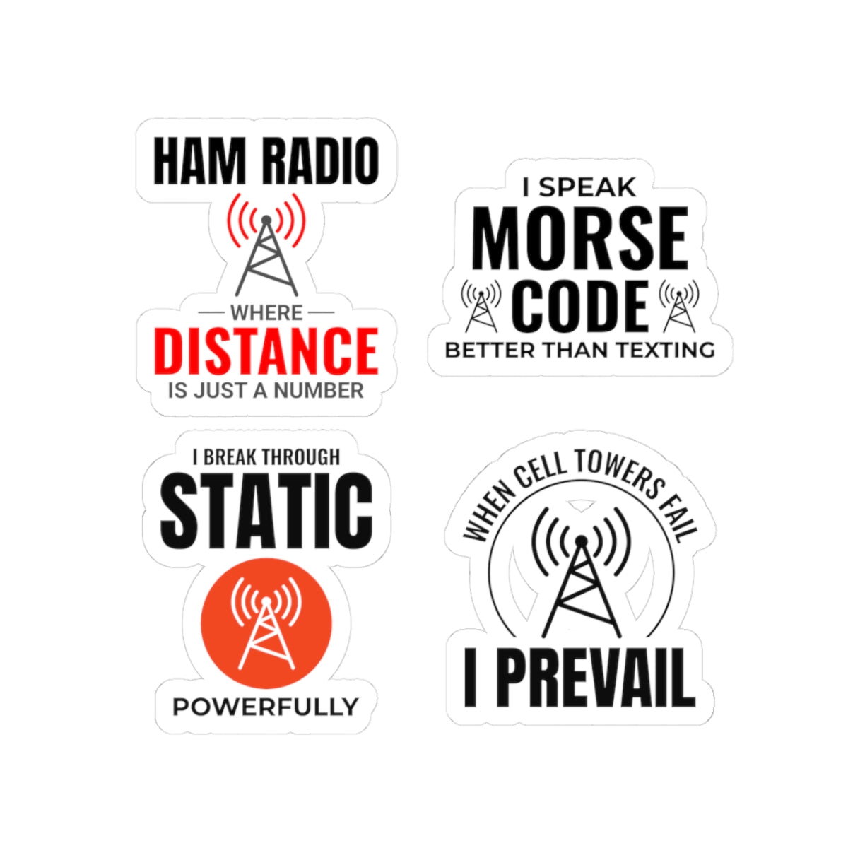 Ham Radio Sticker Pack – 4 PCS Bold Morse Code Operator Decals for Amateur Radio Enthusiasts Hobbyists