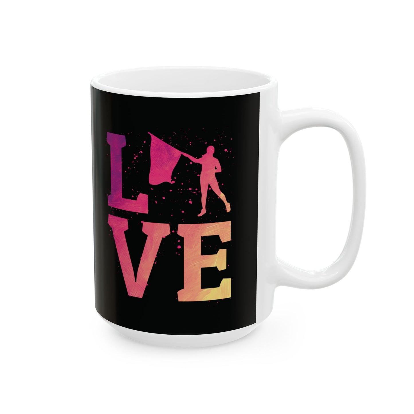 Color Guard Mug, LOVE Design with Flag Silhouette for Performers
