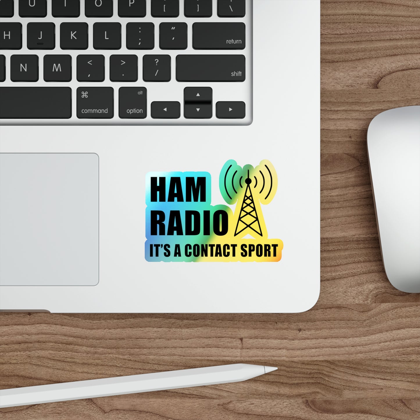 Amateur Ham Radio Operator Stickers Holographic Vinyl Decal - Contact Sport & DXing for Radio Competitors