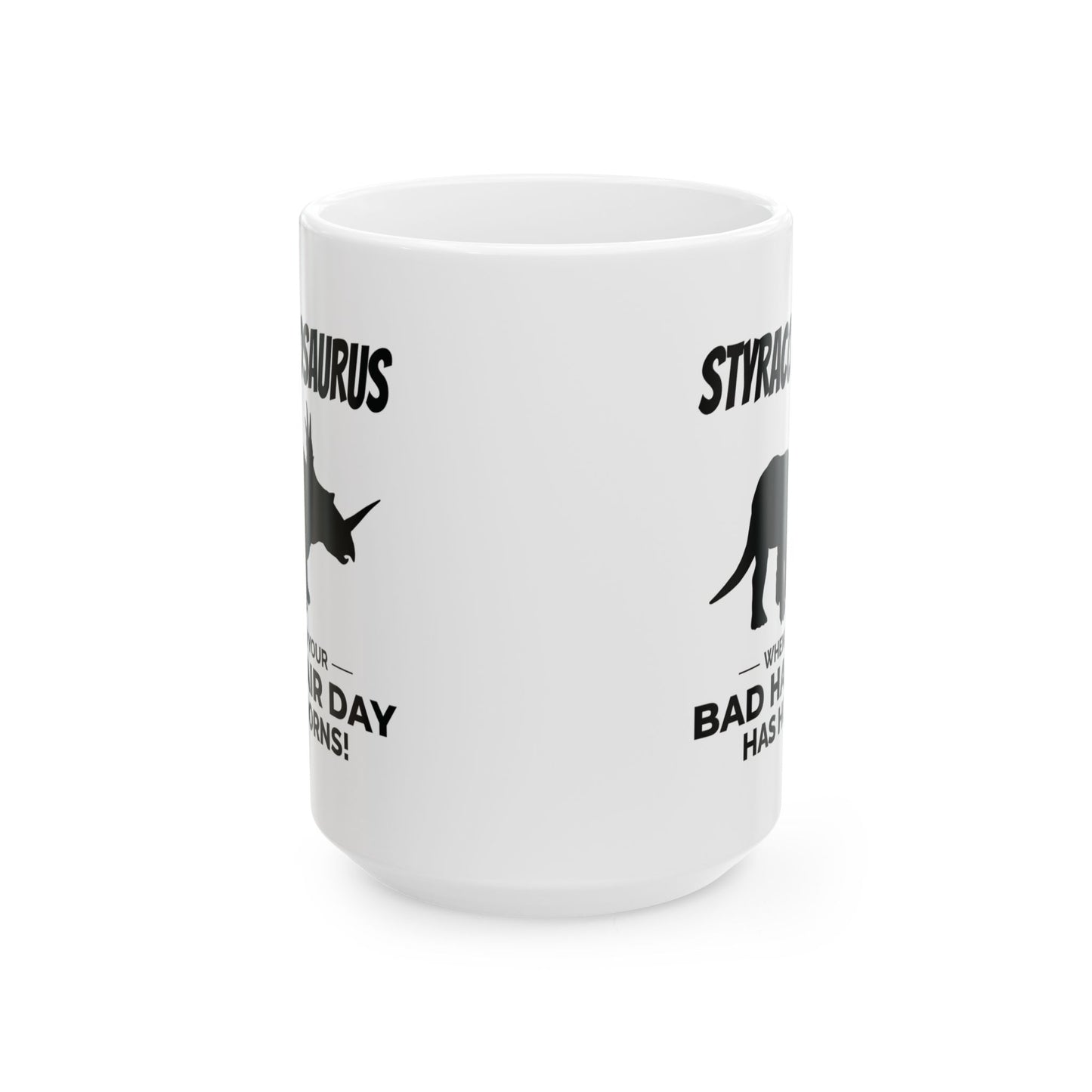 Taza con fósil de dinosaurio - Styracosaurus, cuernos - Regalo con humor sobre dinosaurios 