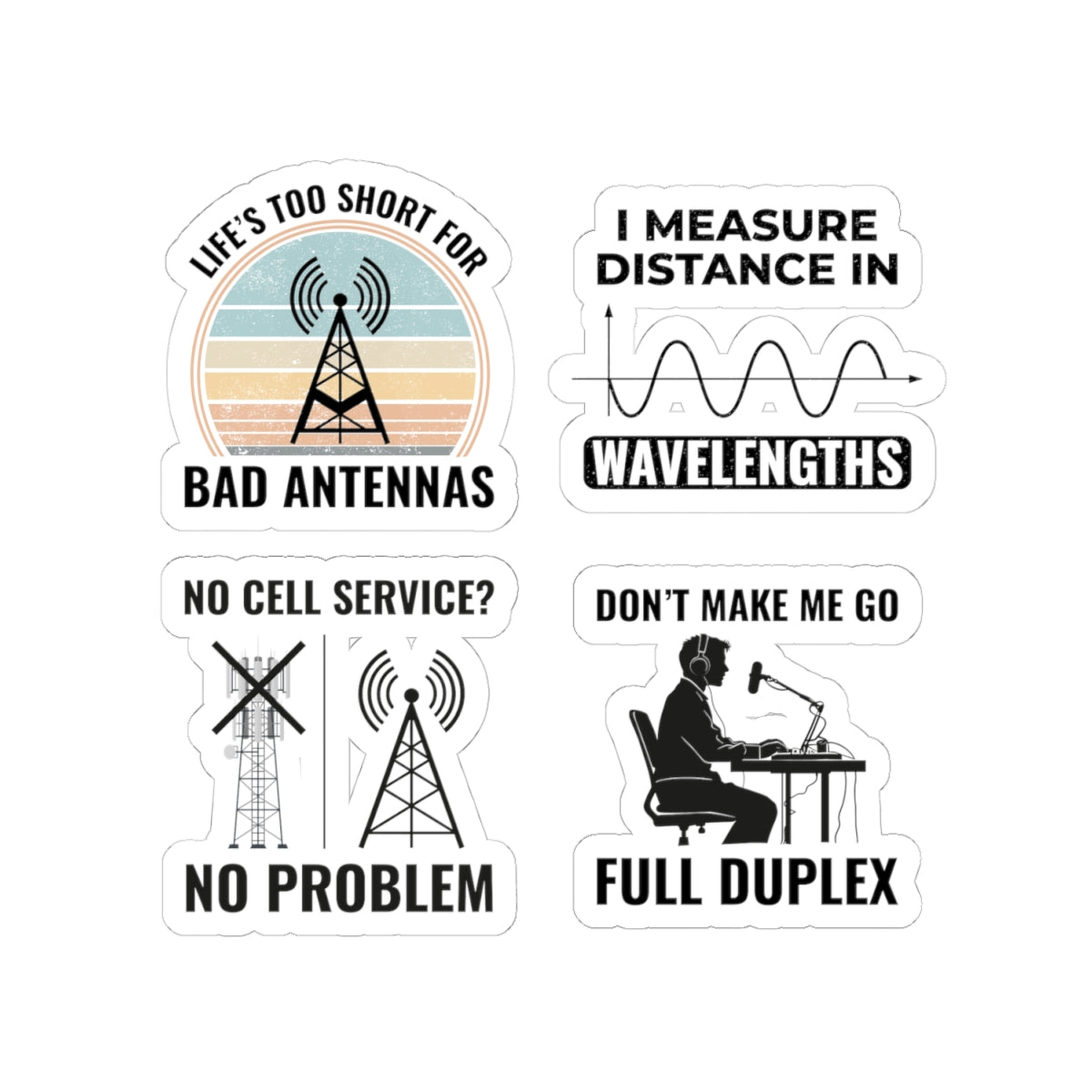 Ham Radio Sticker Pack – 4 PCS Funny Antenna Wavelength Decals for Amateur Radio Operators Hobbyists