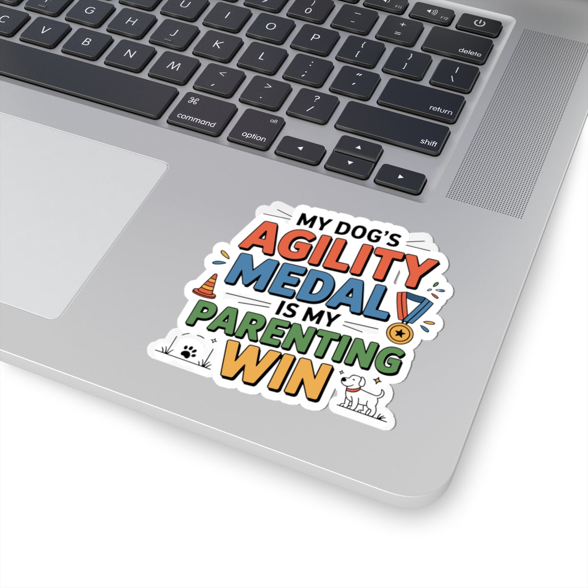 Dog Agility Medal Sticker - Funny Pet Parent Win Vinyl Decal for Dog Owners Trainers Competitors