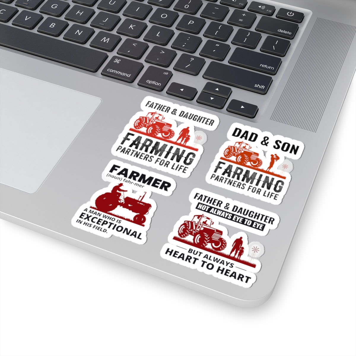 Farmer Sticker Pack – 4 PCS Heartfelt Father Daughter Dad Son Farming Partners Decal Set for Farm Families