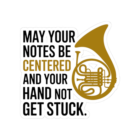 French Horn Blessing Sticker - Centered Notes Vinyl Decal for Musicians