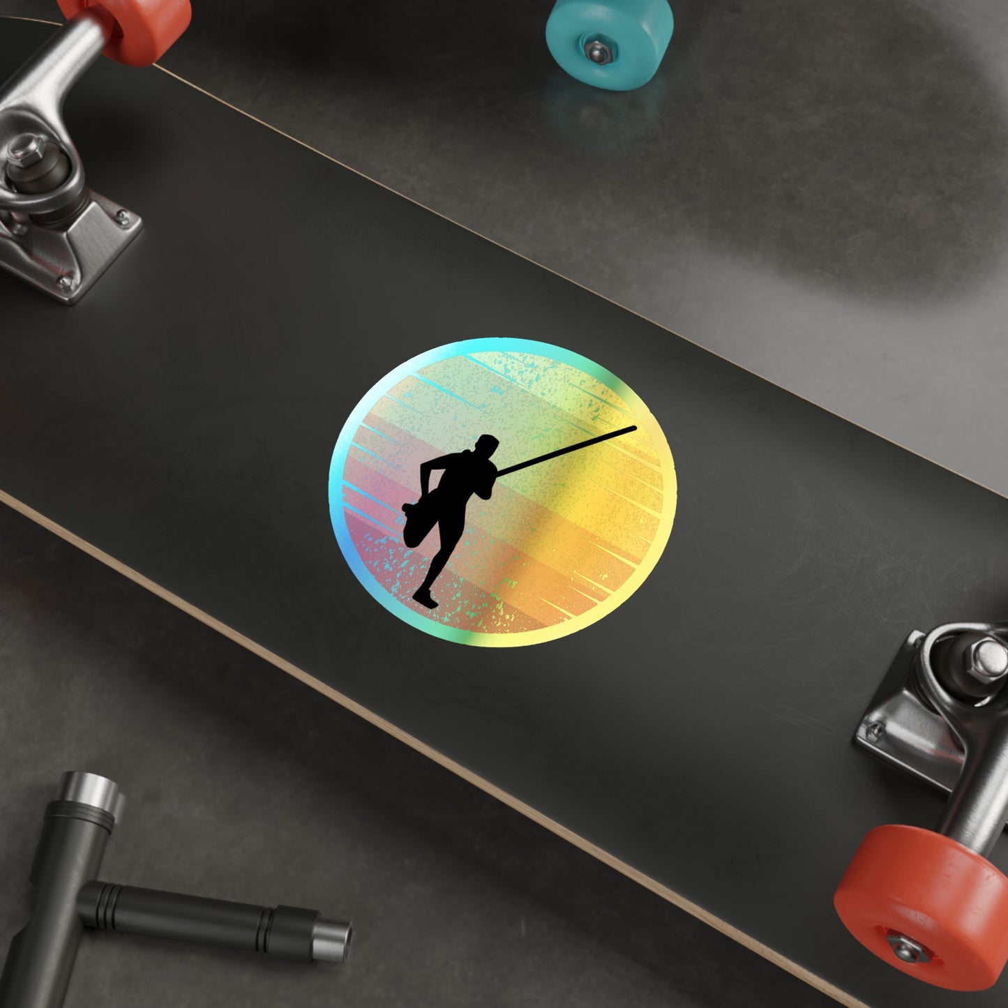 Pole Vault Holographic Stickers - Retro Athlete Design for Sports Enthusiasts