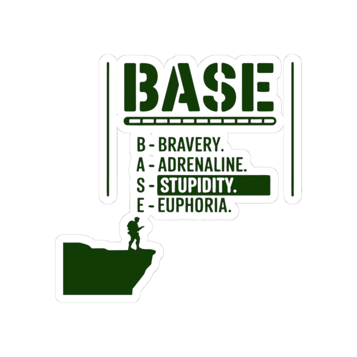 BASE Jumping Sticker – Funny Acronym Definition Stencil Decal for Extreme Sports Fans Adrenaline Junkies