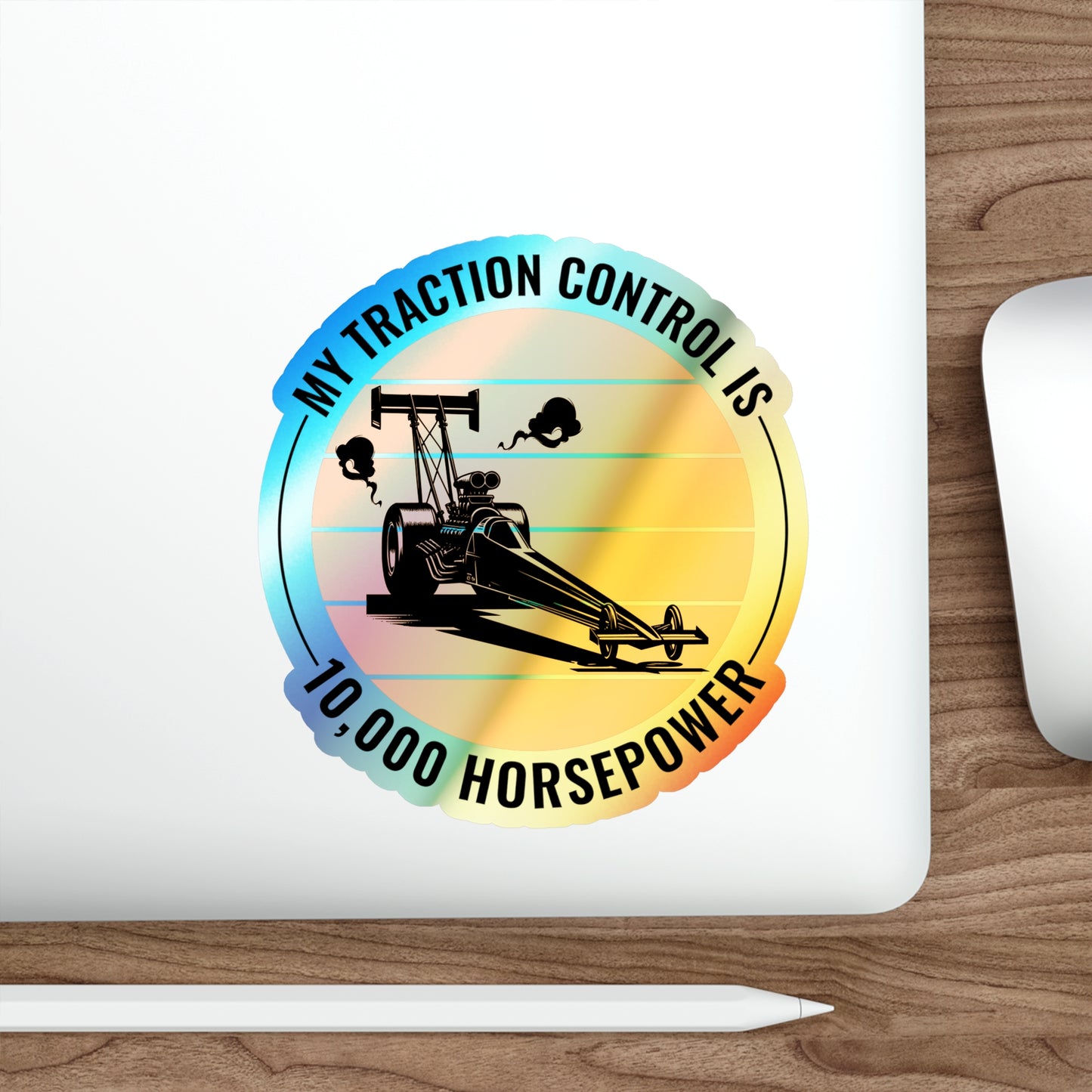 Dragster Drag Racing Holographic Stickers Vinyl – Horsepower Decal for Nitro Racing Fans