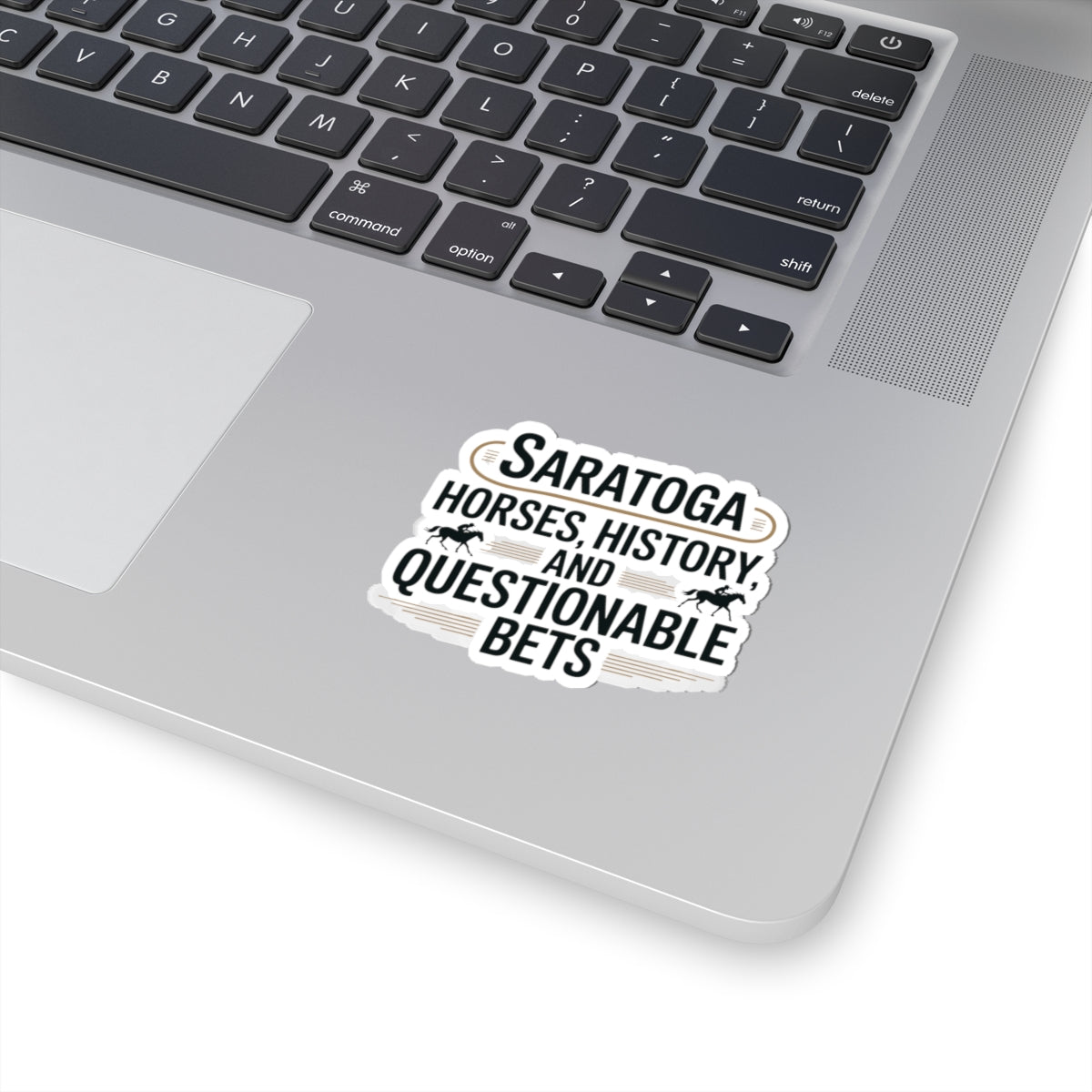 Saratoga Sticker - New York Horse Racing Humor Vinyl Decal for NY Locals Track Fans Water Bottle Laptop Car